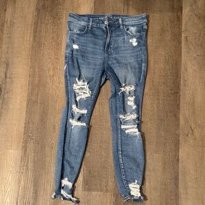 Women's American Eagle Outfitters Ripped Blue Skinny Jeans